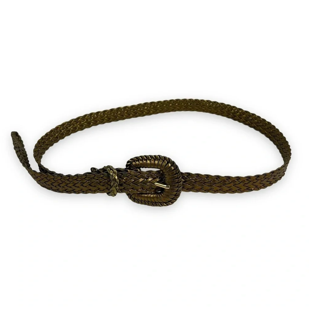 Belt Womens One Size Gold Copper Woven Shiny Western Festival Coastal Cowgirl